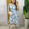 Vestido Cássia em linho branco estampado - Milla Chic