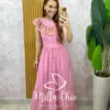 Vestido Dalva em lesie bordado - Rose - Milla Chic