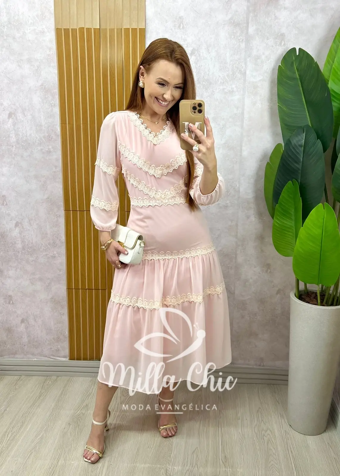 Vestido Fabiane em chiffon – Rosa Pó – Milla Chic Vestido Fabiane em chiffon - Rosa Pó - Milla Chic