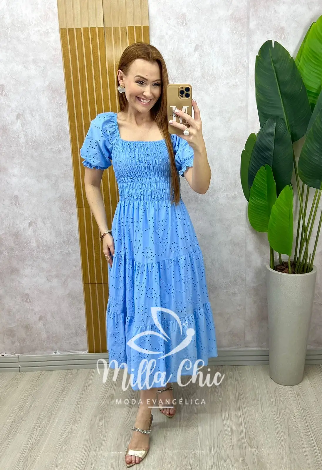 Vestido Yasmim em lesie azul Celeste – Milla Chic Vestido Yasmim em lesie azul Celeste - Milla Chic