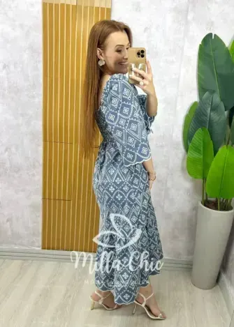 Vestido Luana em jeans bordado - Milla Chic