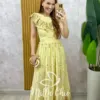 Vestido Dalva em lesie borado - Amarelo manteiga - Milla Chic