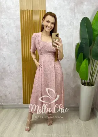 Vestido Odete em chiffon estampado - Milla Chic