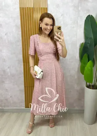 Vestido Odete em chiffon estampado - Milla Chic