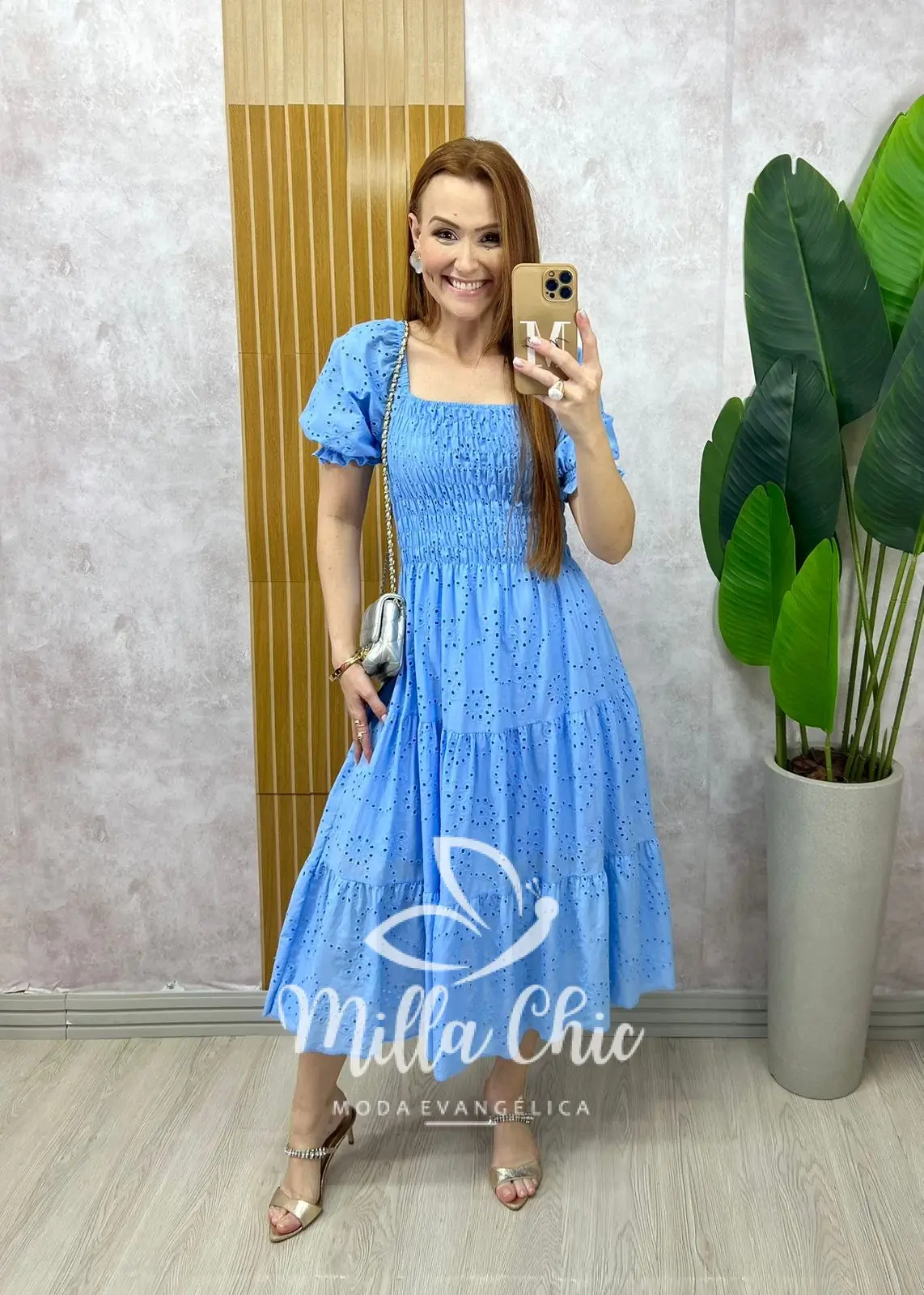 Vestido Yasmim em lesie azul Celeste – Milla Chic Vestido Yasmim em lesie azul Celeste - Milla Chic
