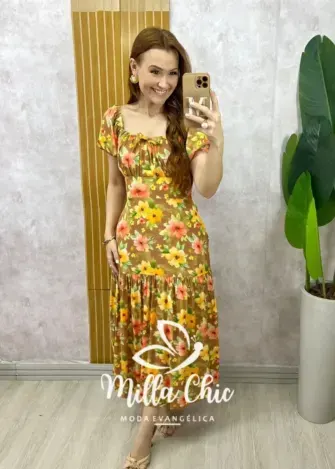 Vestido Érica  - Caramelo  floral - Milla Chic