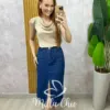 Saia Jeans karina com aplicação - Milla Chic