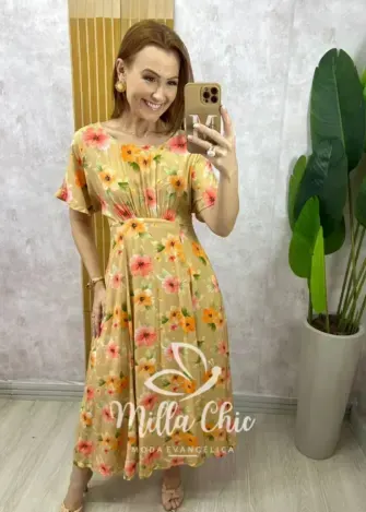 Vestido Esmeralda - Caramelo  floral - Milla Chic