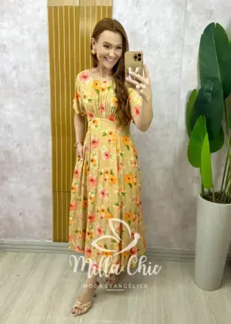 Vestido Esmeralda - Caramelo  floral - Milla Chic