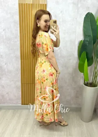 Vestido Esmeralda - Caramelo  floral - Milla Chic