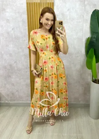 Vestido Esmeralda - Caramelo  floral - Milla Chic