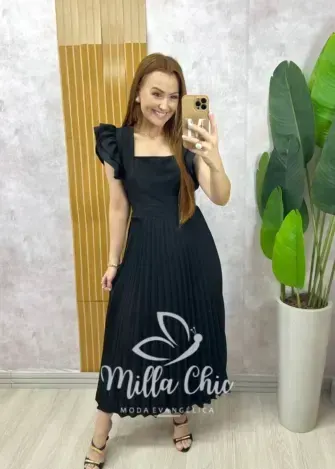 Vestido Sônia plissado - Milla Chic