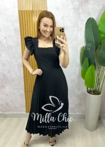 Vestido Sônia plissado - Milla Chic