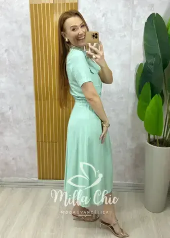 Conjunto Antonela em linho - Menta - Milla Chic