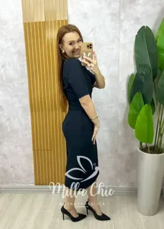 Vestido Irene em alfaiataria - Preto - Milla Chic