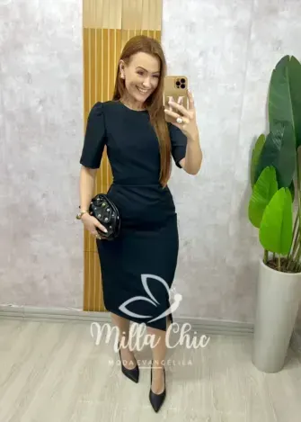 Vestido Irene em alfaiataria - Preto - Milla Chic