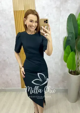 Vestido Irene em alfaiataria - Preto - Milla Chic