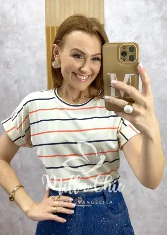 Saia Jeans karina com aplicação - Milla Chic