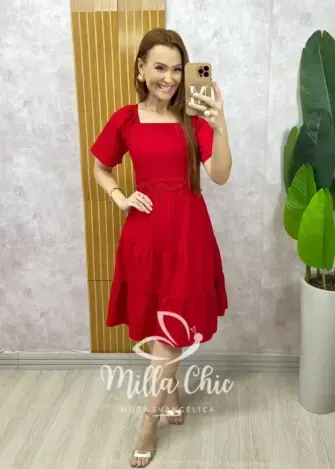 Vestido Daniela - Vermelho Cereja - Milla Chic