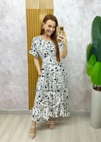 Vestido Esmeralda - Estampado azul marinho - Milla Chic