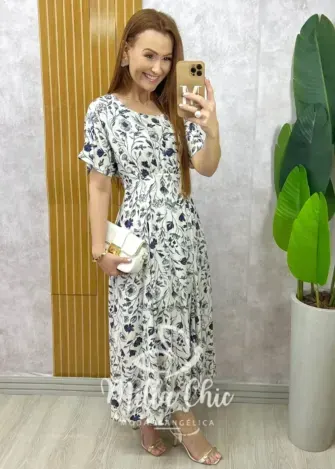 Vestido Esmeralda - Estampado azul marinho - Milla Chic