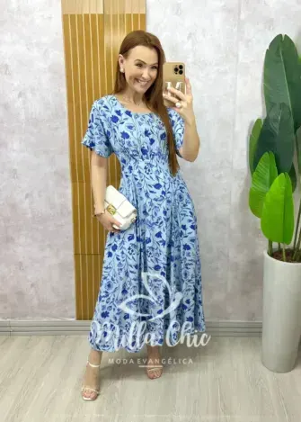 Vestido Esmeralda - Estampado azul celeste - Milla Chic