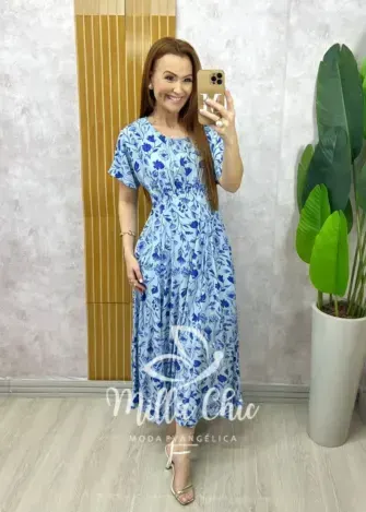 Vestido Esmeralda - Estampado azul celeste - Milla Chic