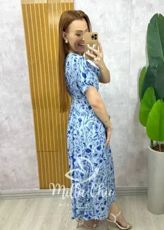 Vestido Esmeralda - Estampado azul celeste - Milla Chic