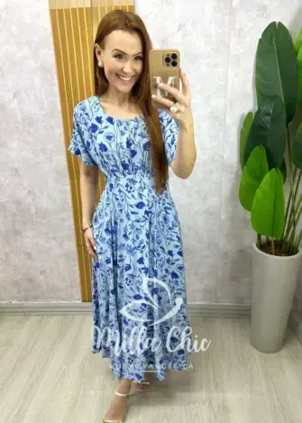 Vestido Esmeralda - Estampado azul celeste - Milla Chic
