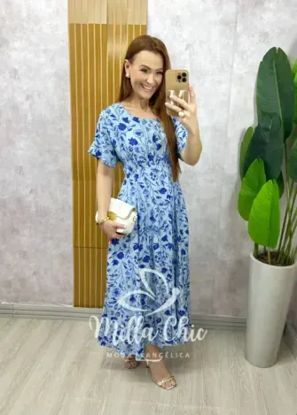 Vestido Esmeralda - Estampado azul celeste - Milla Chic