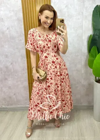 Vestido Esmeralda - Estampado vermelho - Milla Chic