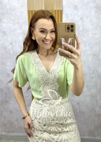 Blusa Alba em linho menta - Milla Chic
