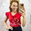 Blusa Amália em cetim vermelho tomate - Milla Chic
