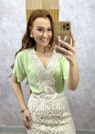 Blusa Alba em linho menta - Milla Chic