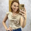 Blusa Amália em cetim Champagne - Milla Chic