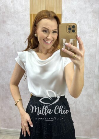 Blusa Amália em cetim vermelho tomate - Milla Chic