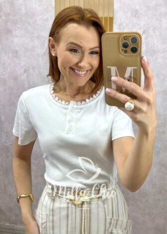 Blusa Iolanda Em Malha Algodão - Branca - Milla Chic