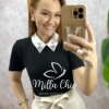 Blusa Juliana com gola preta - Milla Chic