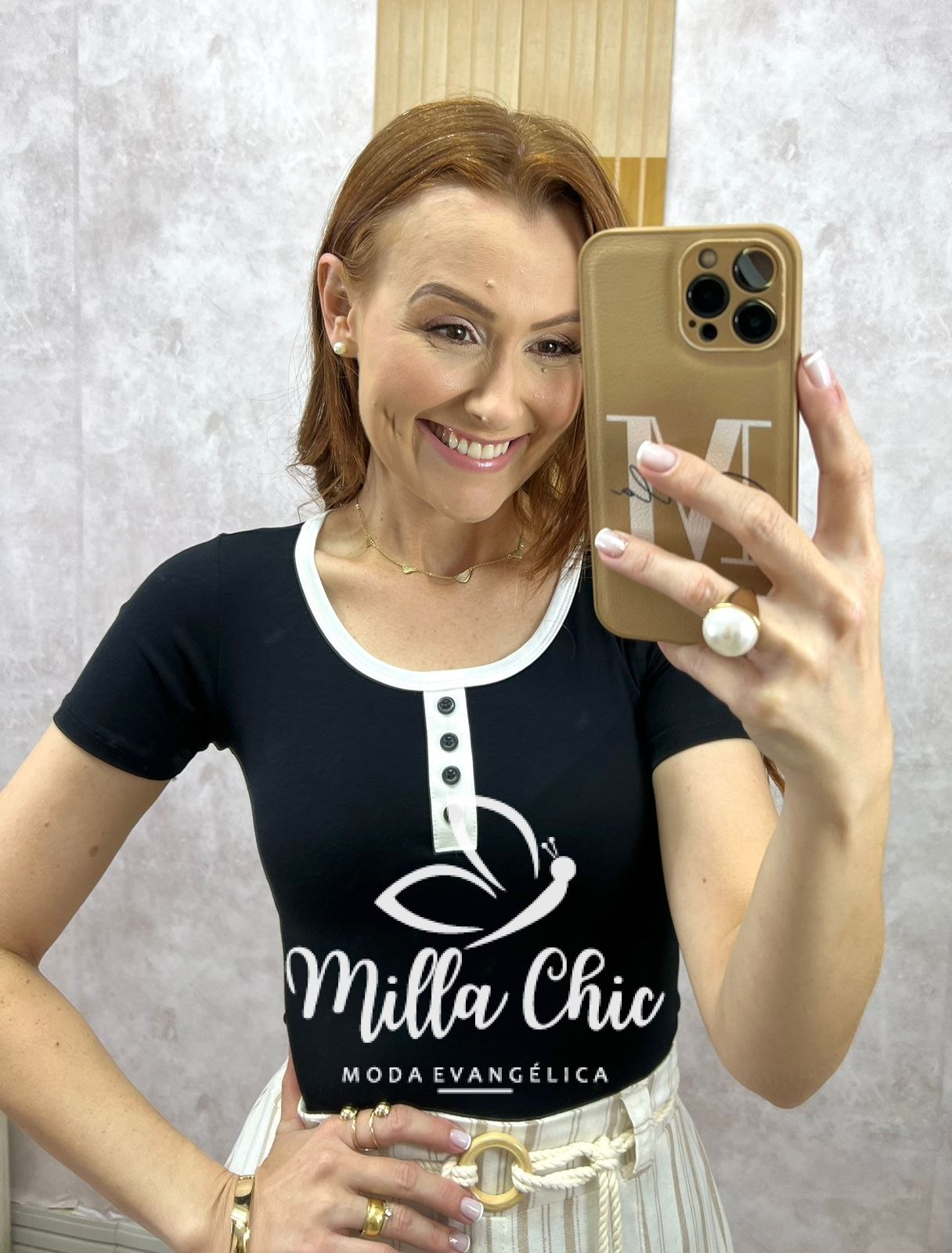 Milla Chic - millachic com br blusa marjorie polo em viscolycra preto 1 Blusa Marjorie Polo Em Viscolycra -Preto - Milla Chic