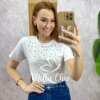 Blusa Mari em algodão bordada branca - Milla Chic