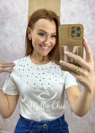 Blusa Mari em algodão bordada branca - Milla Chic