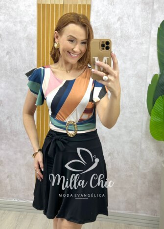 Milla Chic - millachic com br conjunto maio e short saia colorido 2 Conjunto Maiô E Short Saia - ColorFul - Milla Chic