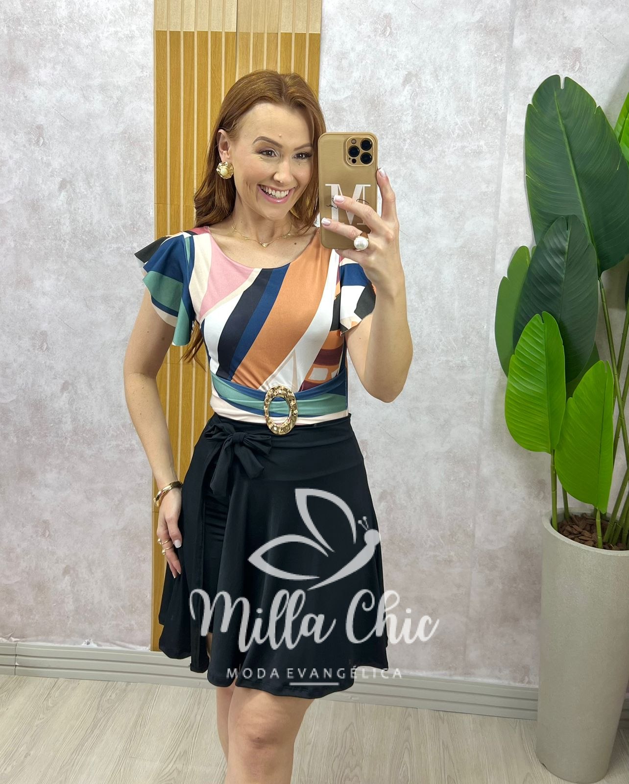 Milla Chic - millachic com br conjunto maio e short saia colorido Conjunto Maiô E Short Saia - ColorFul - Milla Chic