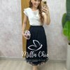 Saia Geysi em tule com aplicação - Milla Chic