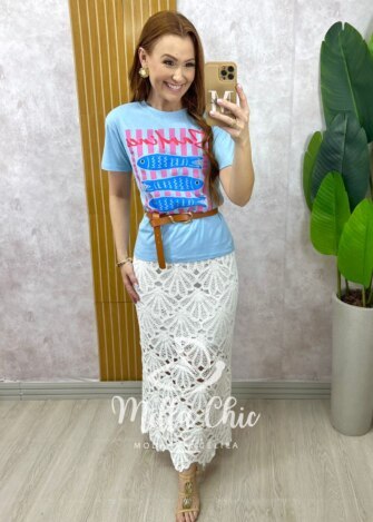 Saia Isis em crochet branca - Milla Chic