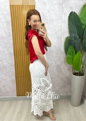 Saia Isis em crochet branca - Milla Chic