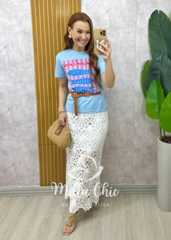 Saia Isis em crochet branca - Milla Chic