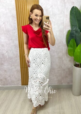 Saia Isis em crochet branca - Milla Chic
