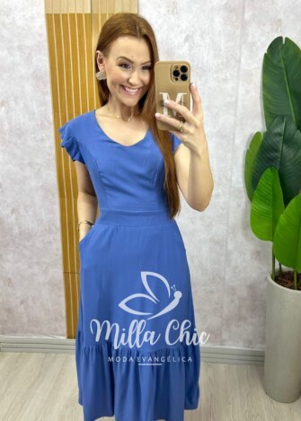 Vestido Alicia em viscosarja vermelho cereja - Milla Chic