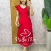Vestido Alicia em viscosarja vermelho cereja - Milla Chic